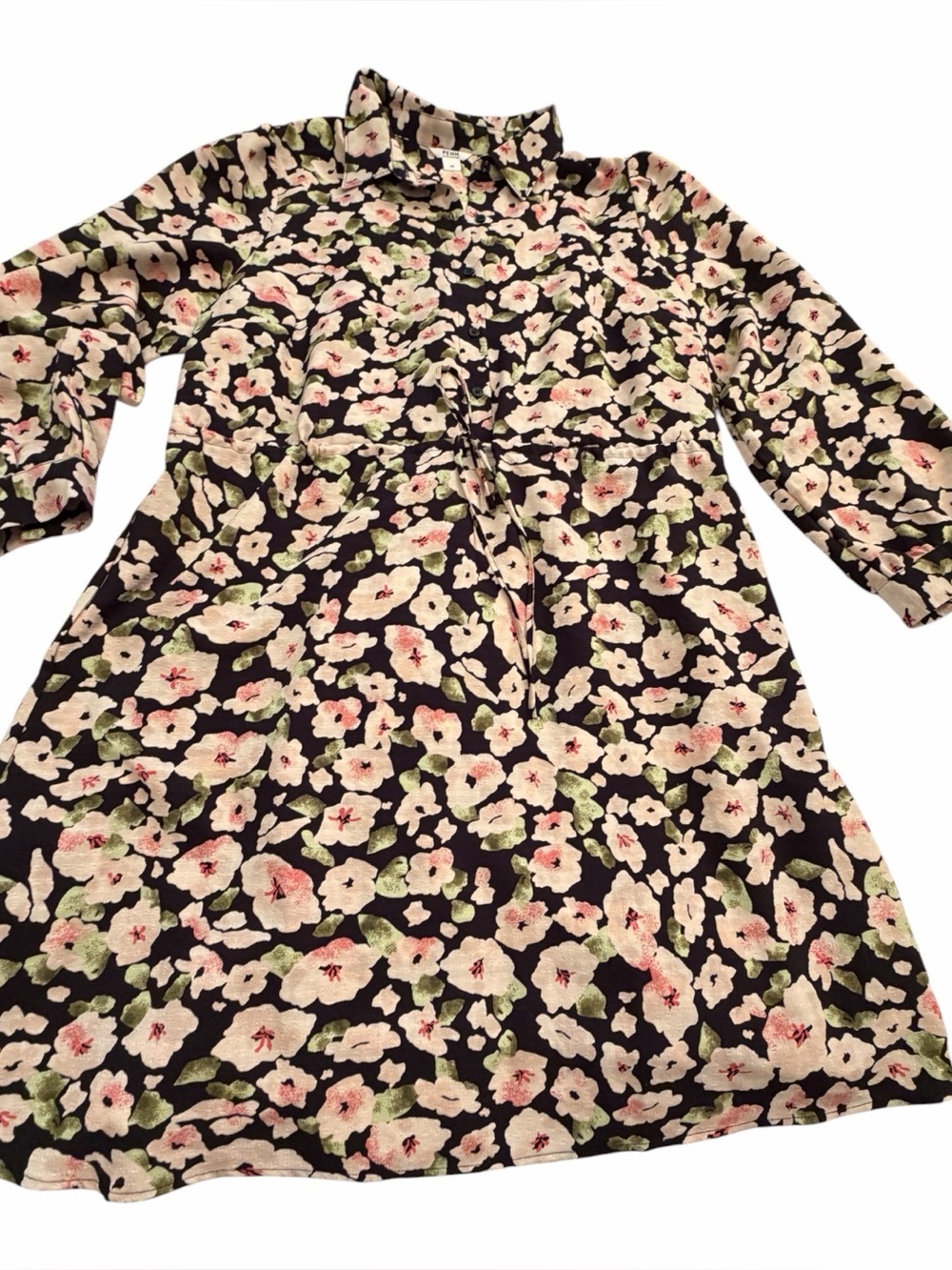 Pennington’ long-sleeve dress-pink floral on Black-Size 22